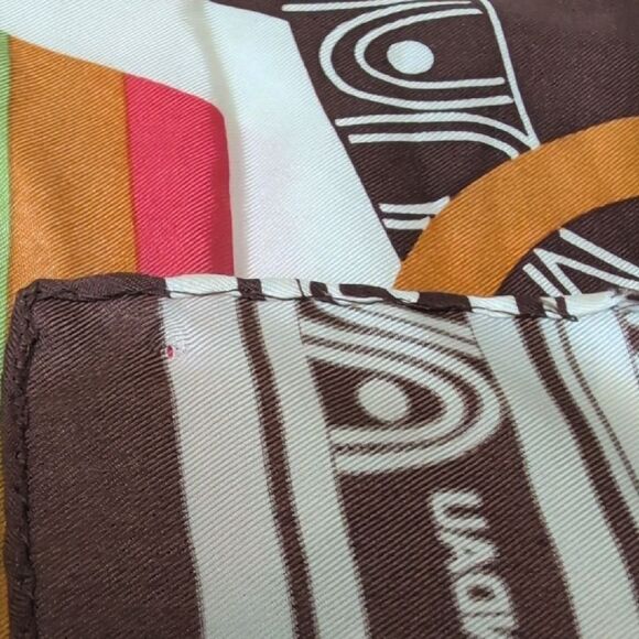 Adrienne Landau Brown and Orange Geometric Scarf MCM - Picture 7 of 8